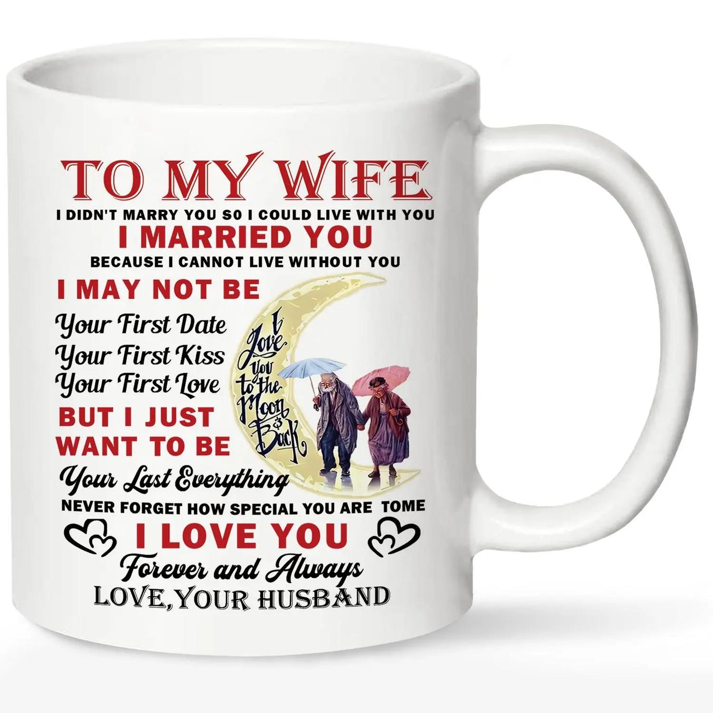 To My Wife Coffee Mug, 1 Count Ceramic Coffee Cup, Beverage Mug, Romantic Anniversary & Birthday Gifts for Wife From Husband