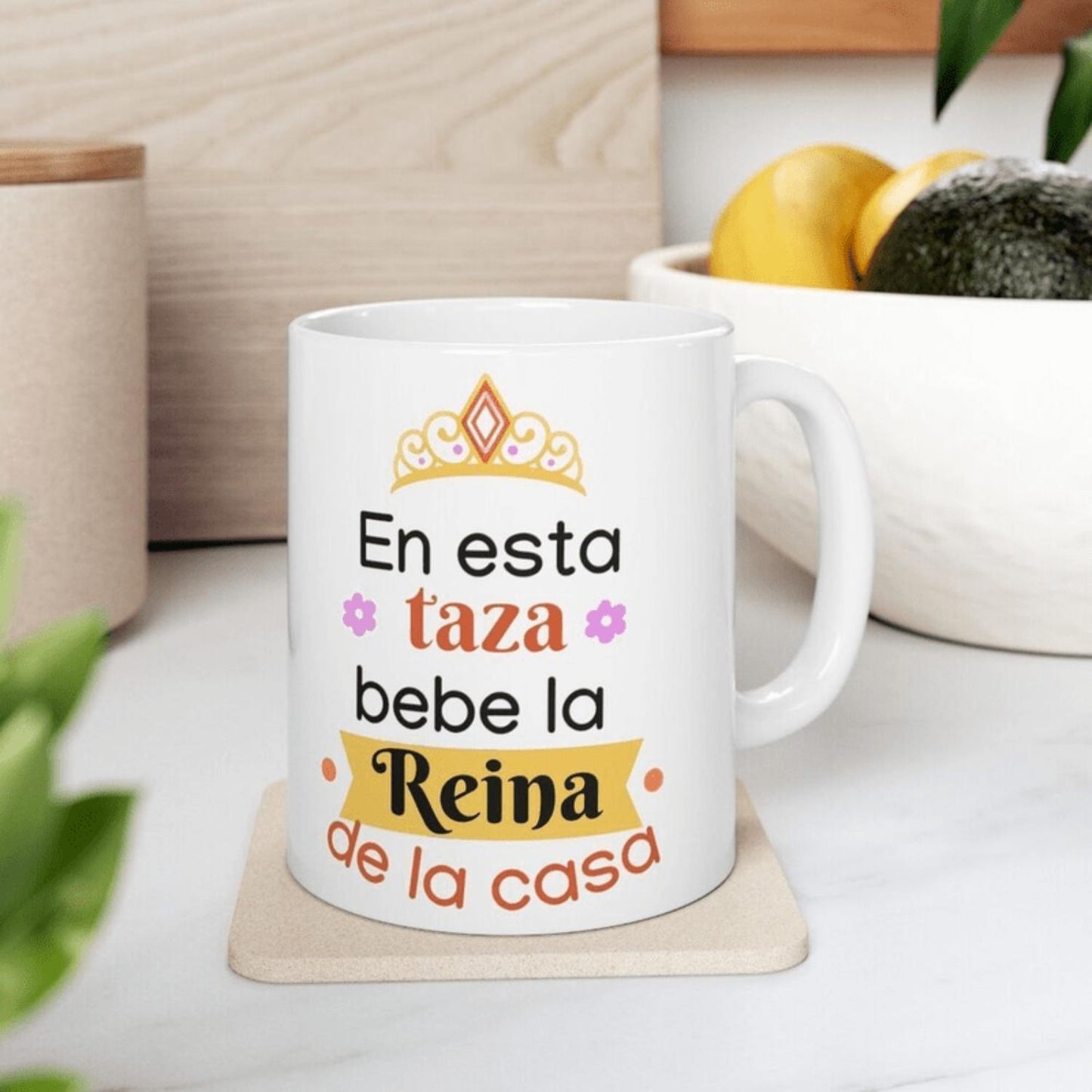 11oz White Ceramic Mug with Spanish Letter Print & Floral Design - Insulating Coffee Tea Cup, Hand Wash Only, Perfect for Everyday Use or Mother's Day New Year Gift, Coffee Mug