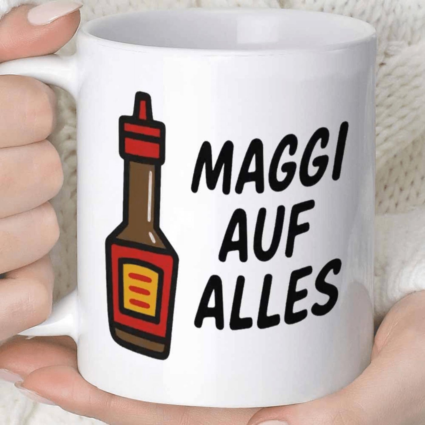 1pc Novelty Maggi Auf Alles Mug | 11OZ 360ML Ceramic Coffee and Juice Cup, Fun Gift, Reusable and Multipurpose