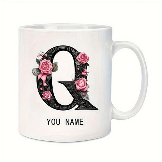 Floral Lettered 11 Oz Ceramic Coffee Mug, Reusable And Machine Washable - The Perfect Gift for Birthdays, Holidays And Loved Ones
