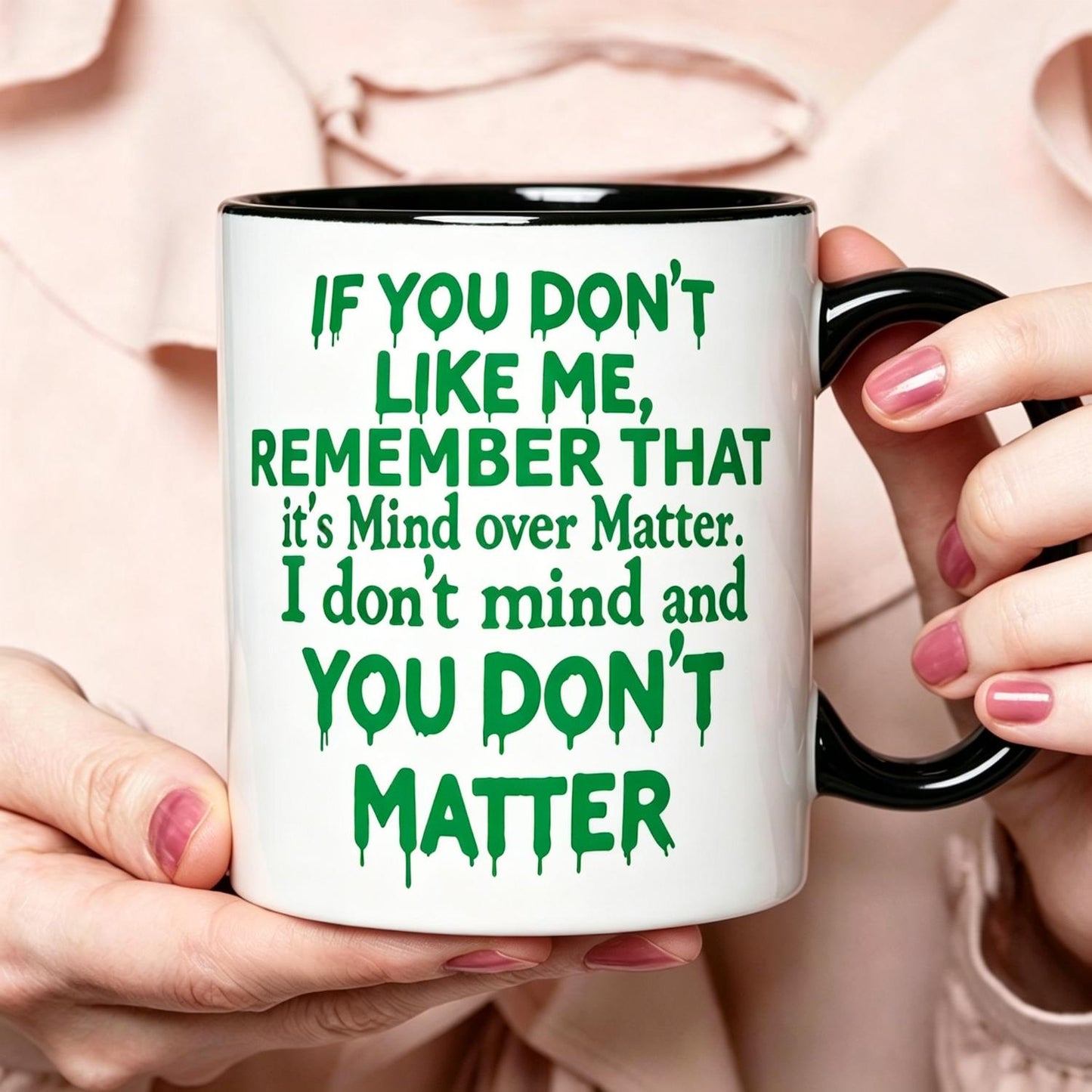 Women's Reusable Coffee Cups Mind Over Matter CUP Bold Statement Casual Round Gifts Cup with Bold Text Print 1pc 11Oz Ceramic Mug