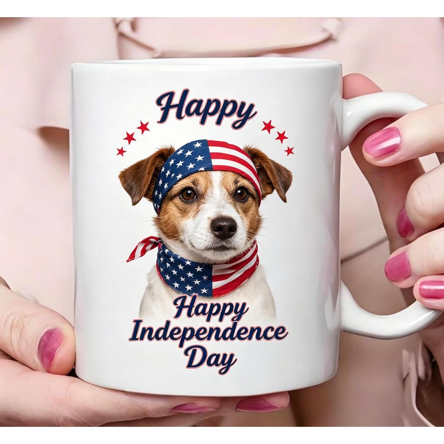 Funny Patriotic Dog 11oz, 4th of July Independence Day Theme, Stars & Stripes Design, Unique Home Office Decor, BBQ Party & Holiday Gathering