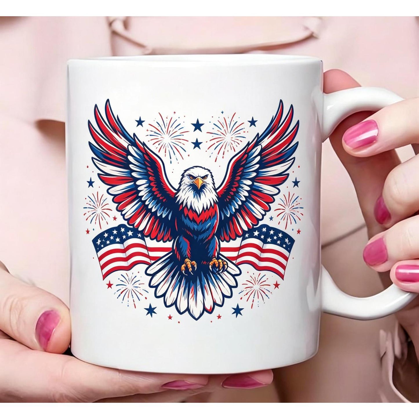 11oz Red White Blue Eagle, 4th of July Independence Day Design, Patriotic Accent, Popular Home Office Decor, Outdoor Party & Daily Use