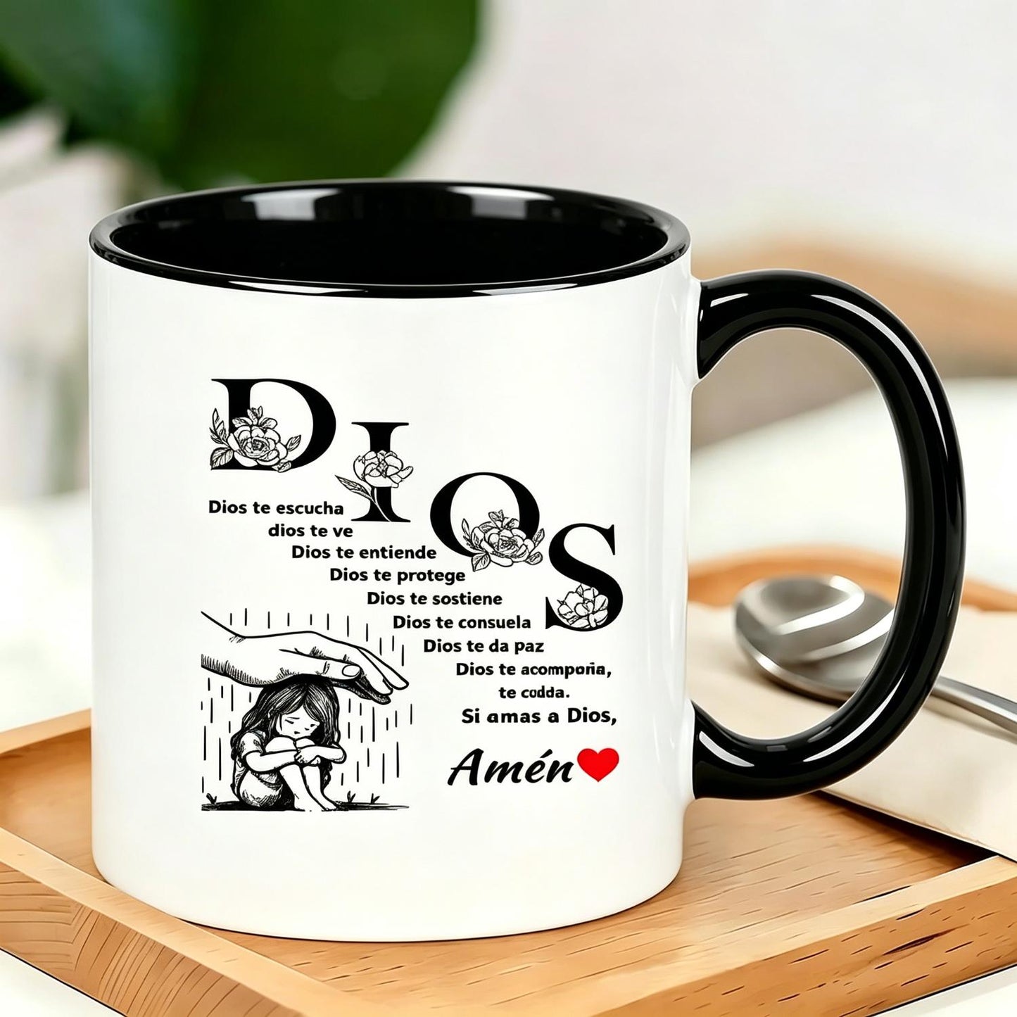 Dios Te Escucha - Funny Coffee Mugs, Travel Coffee Tumbler, Reusable Cups, Cute Mugs for Women, Water Bottles with Handle, and Camping Mugs