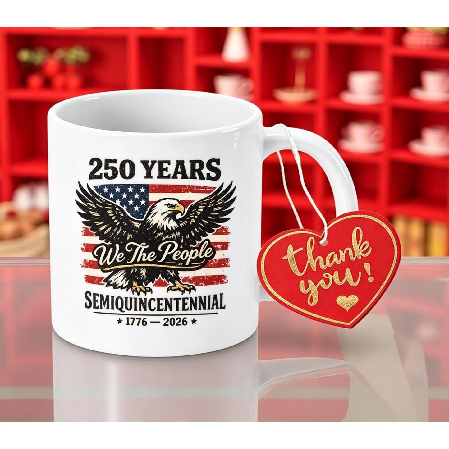Vintage Patriotic Coffee Mug, Retro 1776-2026 American Flag Art, Perfect 4th of July & USA 250th Anniversary Gift, 11oz White Ceramic Cup for Home, Office, Veterans