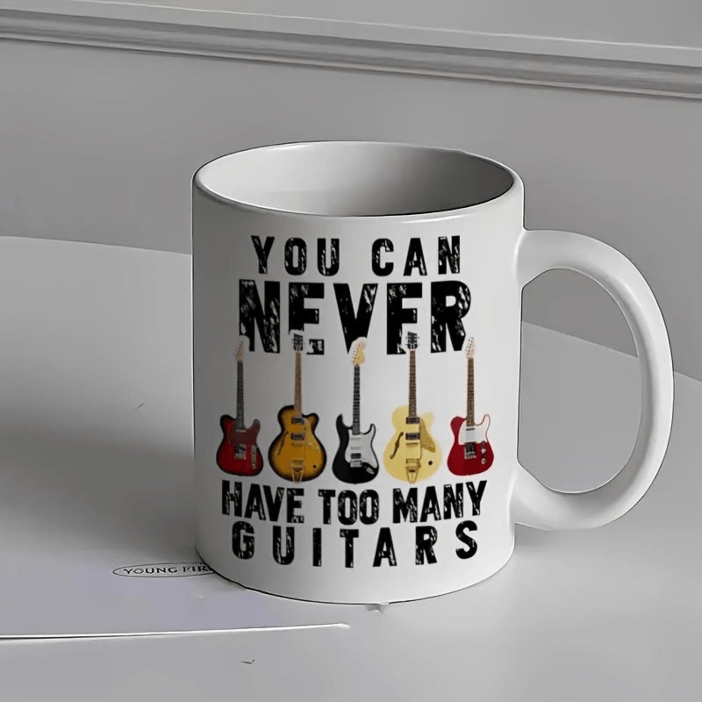 1pc Ceramic Coffee Mug 11oz, Insulated, Reusable, Machine Washable, Multipurpose, with Humorous Guitar-Themed Design, for Music Enthusiasts, Ideal Gift for Holidays, Birthdays, All Seasons