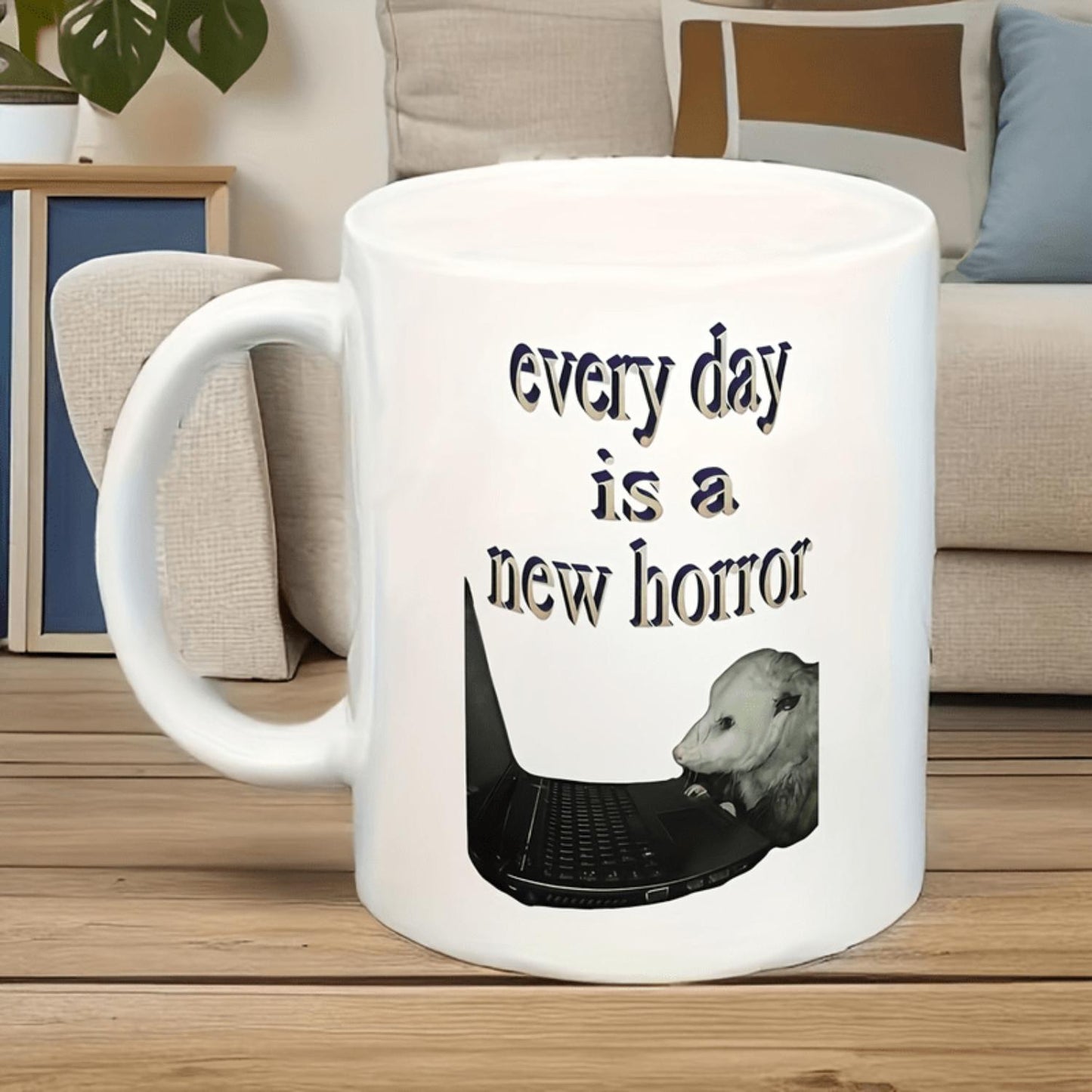 1pc Possum Mug - High-Quality Ceramic, Hilarious Double-Sided Design, Meme Coffee Cup - Perfect Opossum Gift for Tea & Coffee Lovers, Unique Novelty Drinkware & Home Decor