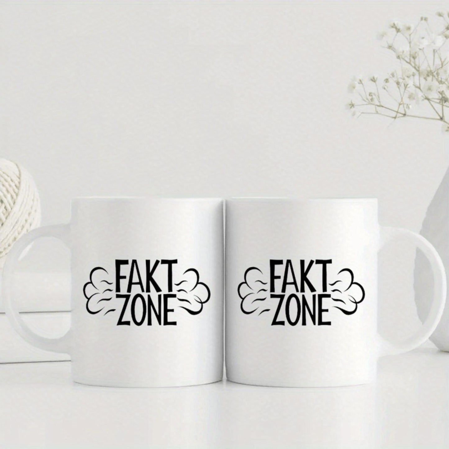 1pc 11oz Ceramic Coffee Mug with FAST ZONE Text & Cloud Design - White Dishwasher-Safe Reusable Cup with Sturdy Handle, Ideal Gift for Christmas, Birthdays, Weddings - Holds Hot/Cold Drinks for Coffee, Tea, Cocoa - Kitchen & Dinin