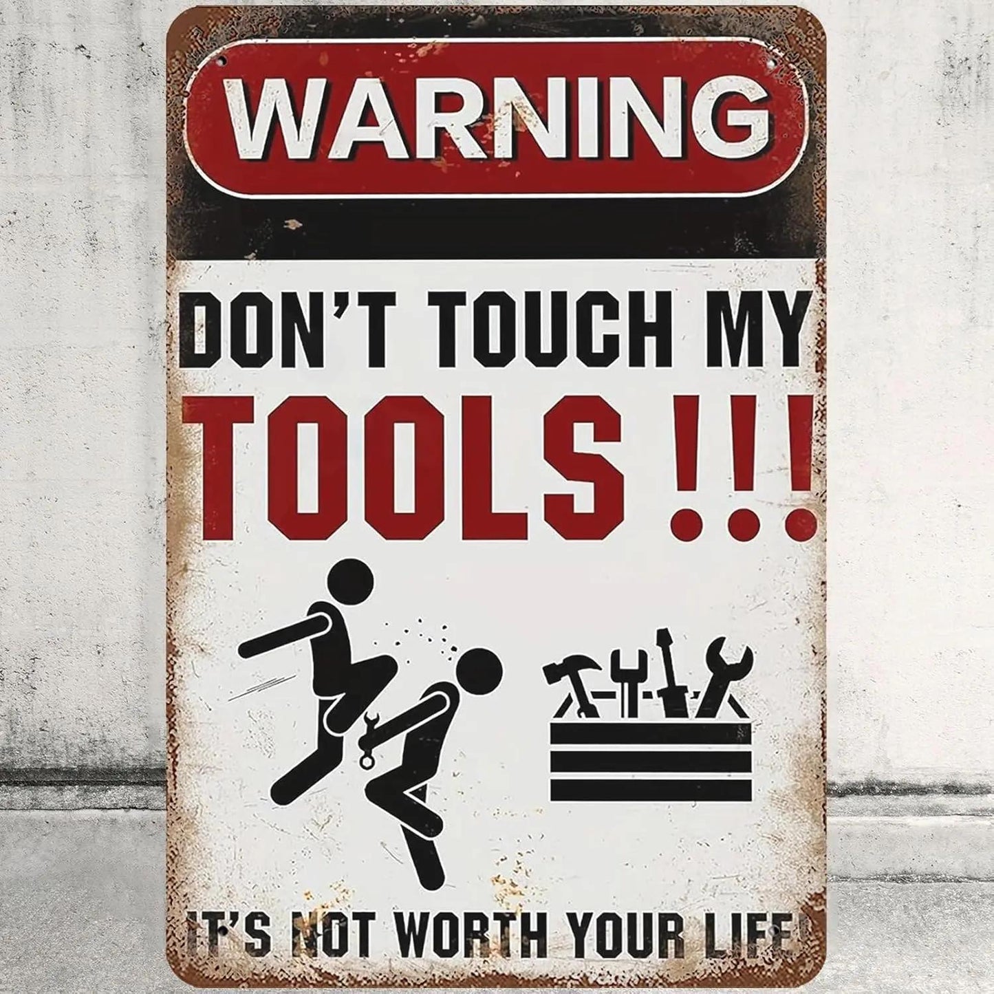 Funny Warning Metal Signs Garage Wall Decor Grandpa's Workshop Decorations, Don't Touch My Tools Aluminium 12" x 8"