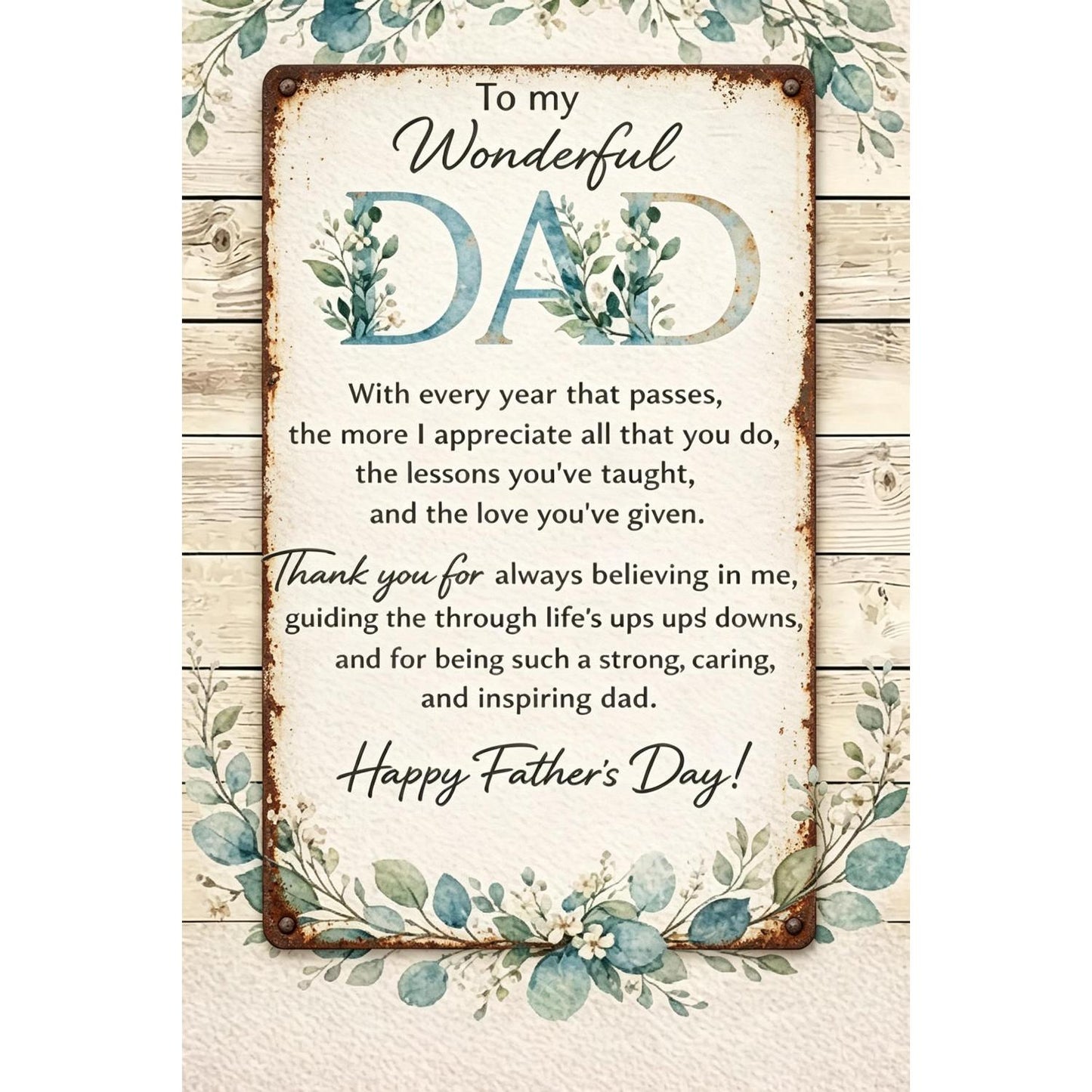 You'll Be My Hero Rustic Metal Sign - Sentimental Father's Day Gift From Daughter