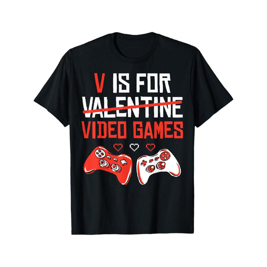 Valentines Day Gift Tee Featuring Funny Gamer Boy Girl Men Video Games