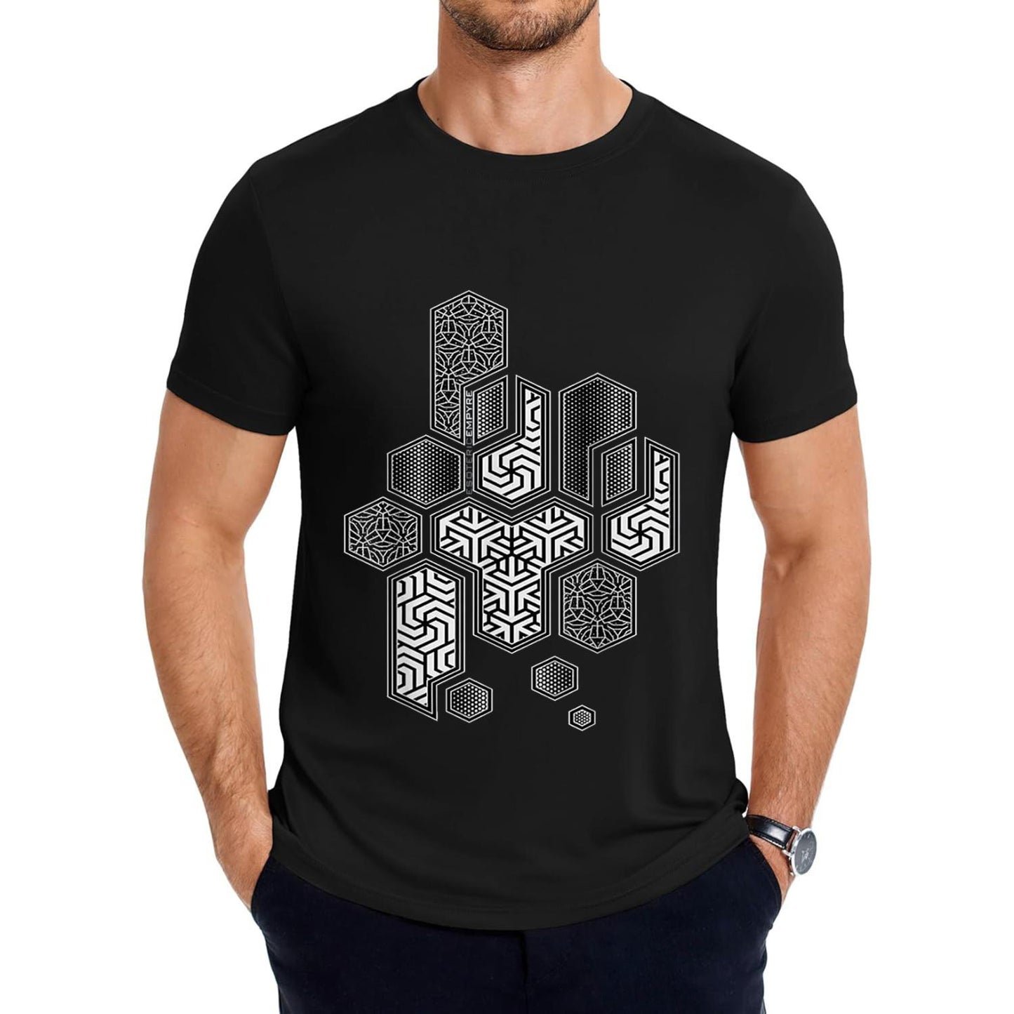 Intricate Sacred Geometry Hexagonal Pattern Chaos Design T Shirt