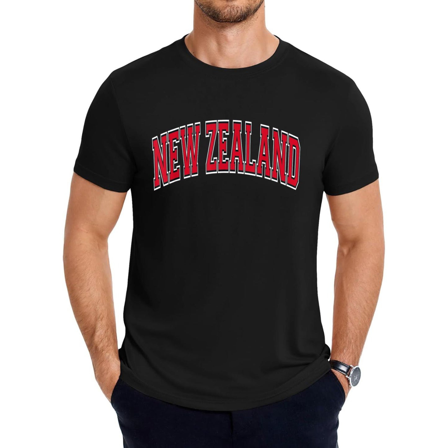 New Zealand University Style Red Text T shirt