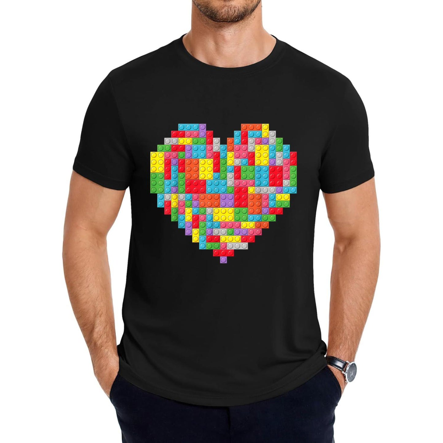 Master Builder Block Brick Construction Heart Valentines Day Boy T-Shirt