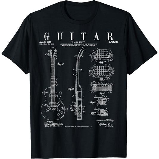 Vintage Electric Guitar Patent Illustration T-Shirt for Guitar Enthusiasts