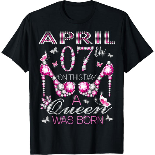 Taurus and Aries Birthday Queen TShirt Celebrating April 7th Special Occasion