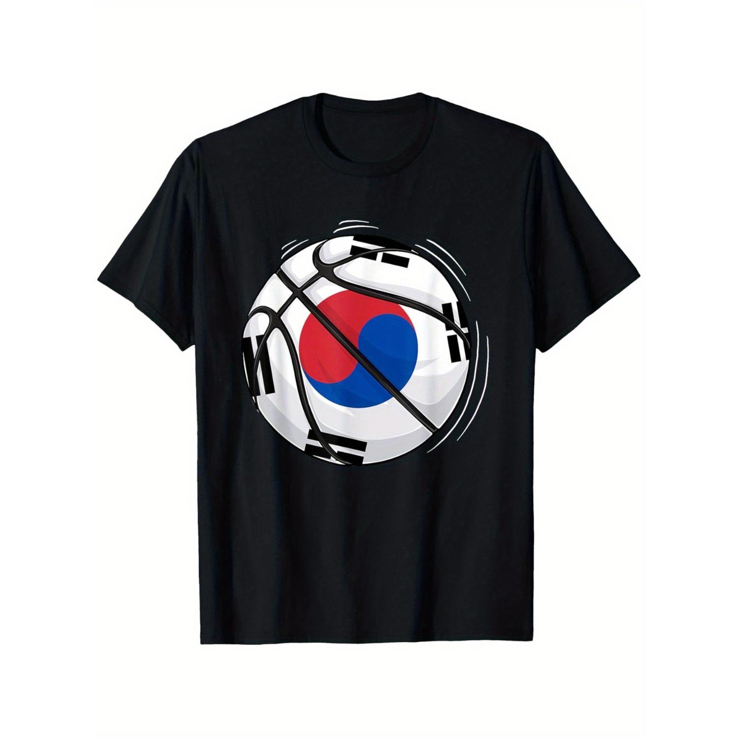 Men Cotton Basketball Tee Featuring South Korean Flag Design Casual Short Sleeve Breathable Lightweight Shirt for Fans and Players Sizes S to XXXL