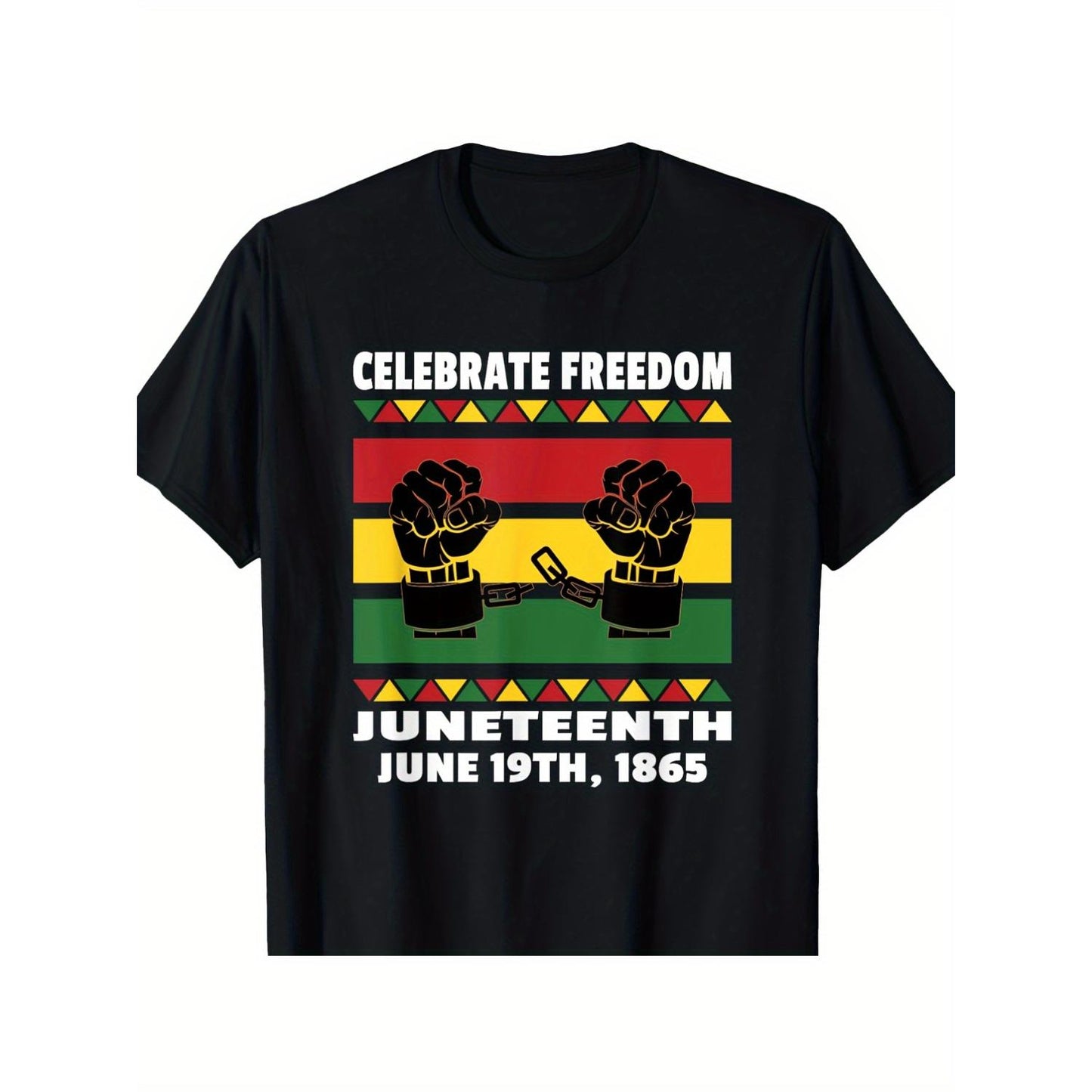 Juneteenth Celebration T Shirt Featuring Black Freedom Graphic Made of 100 Percent Cotton Knit Fabric Short Sleeve Regular Fit