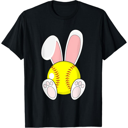 Humorous Bunny Easter Shirts for Kids and Toddlers Softball Theme