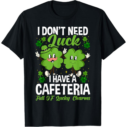 Groovy Shamrock Lunch Lady TShirt Celebrating St Patrick's Day Cafeteria Worker Appreciation