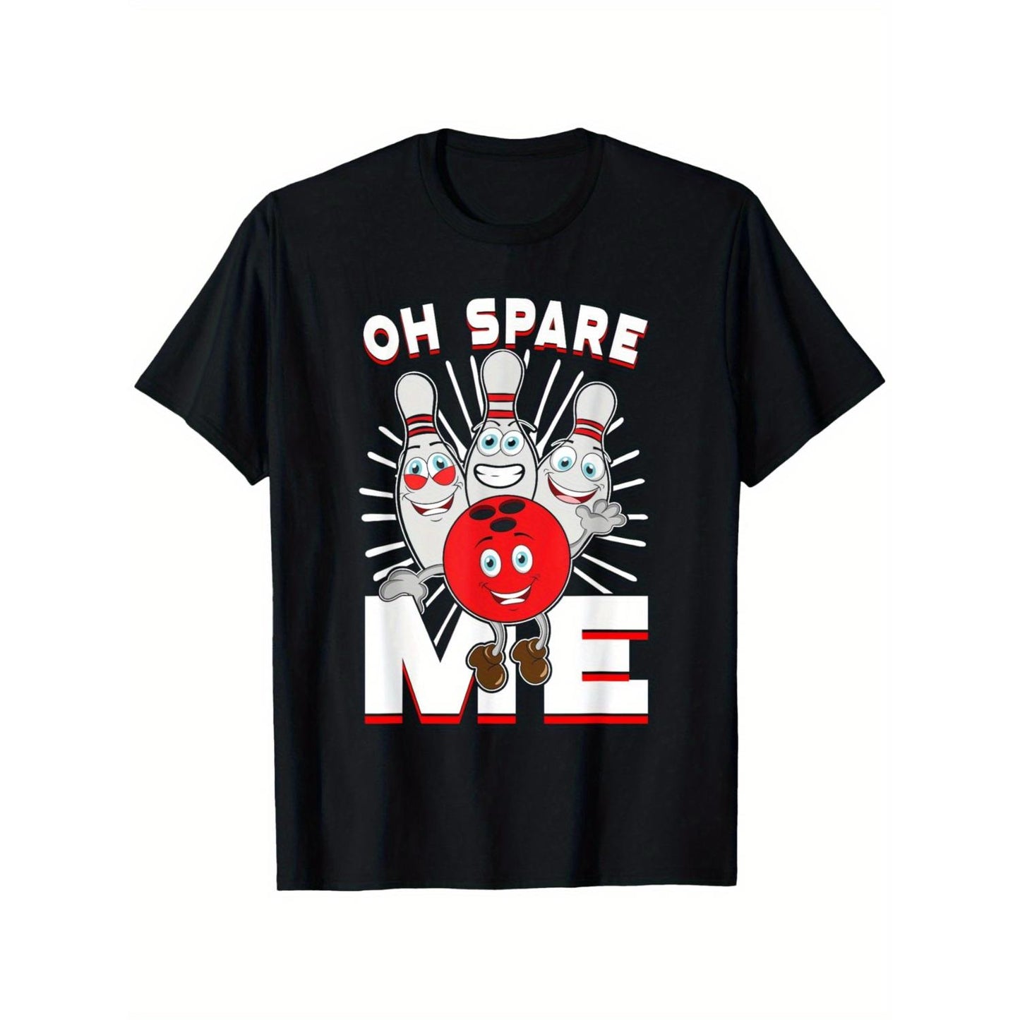 Humorous Bowling Shirt Oh Spare Me Tee Casual Breathable Sports Top Ideal for Spring Summer Vacation Leisure and Gifting