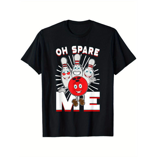 Humorous Bowling Shirt Oh Spare Me Tee Casual Breathable Sports Top Ideal for Spring Summer Vacation Leisure and Gifting