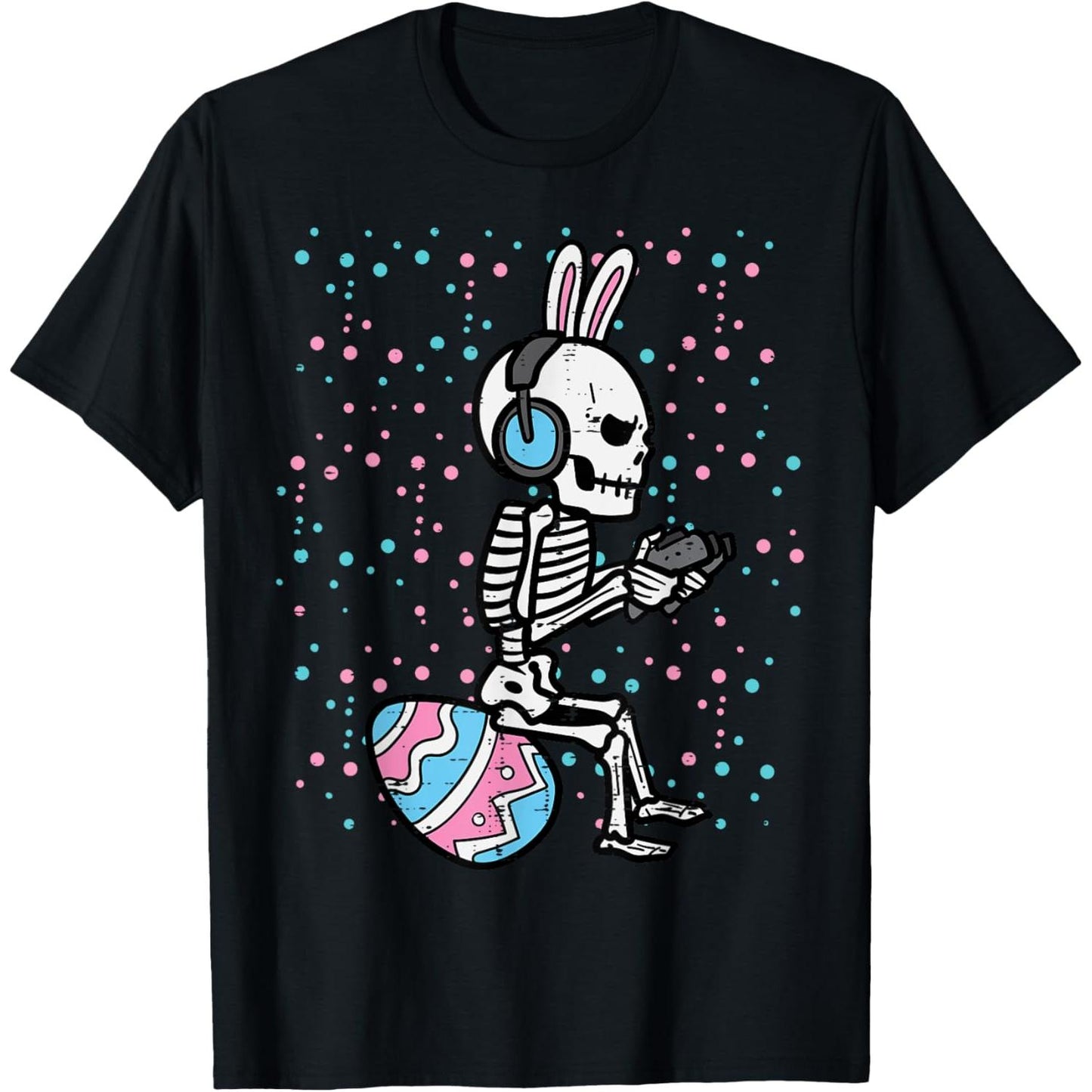 Funny Easter Bunny Skeleton Gamer T Shirt for Boys Kids Men and Teens