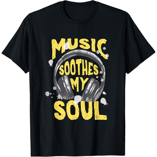 Music Soothes My Soul Distressed Headphone Groove T-Shirt