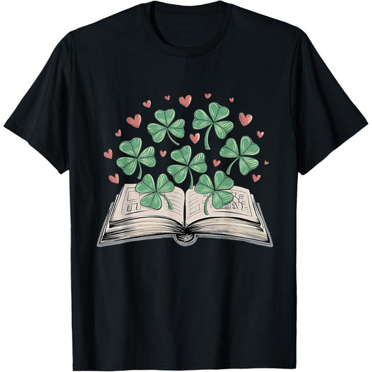 St Patrick Day Book Lover Librarian Core Shamrock Author T-Shirt