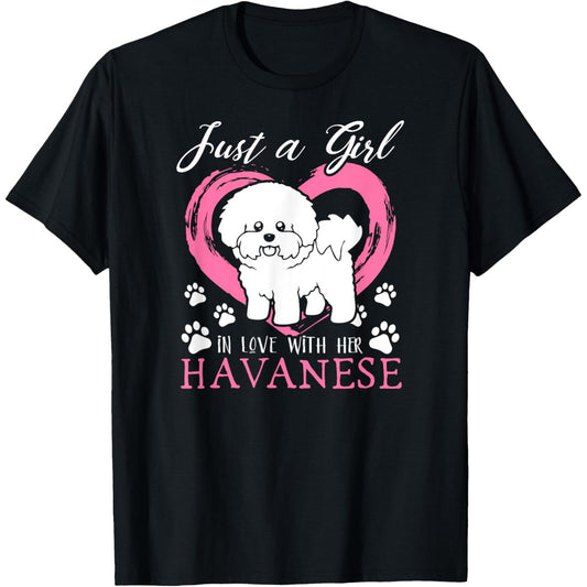 Charming TShirt Featuring a Girl in Love With Her Adorable Havanese Dog for Dog Lovers Gift