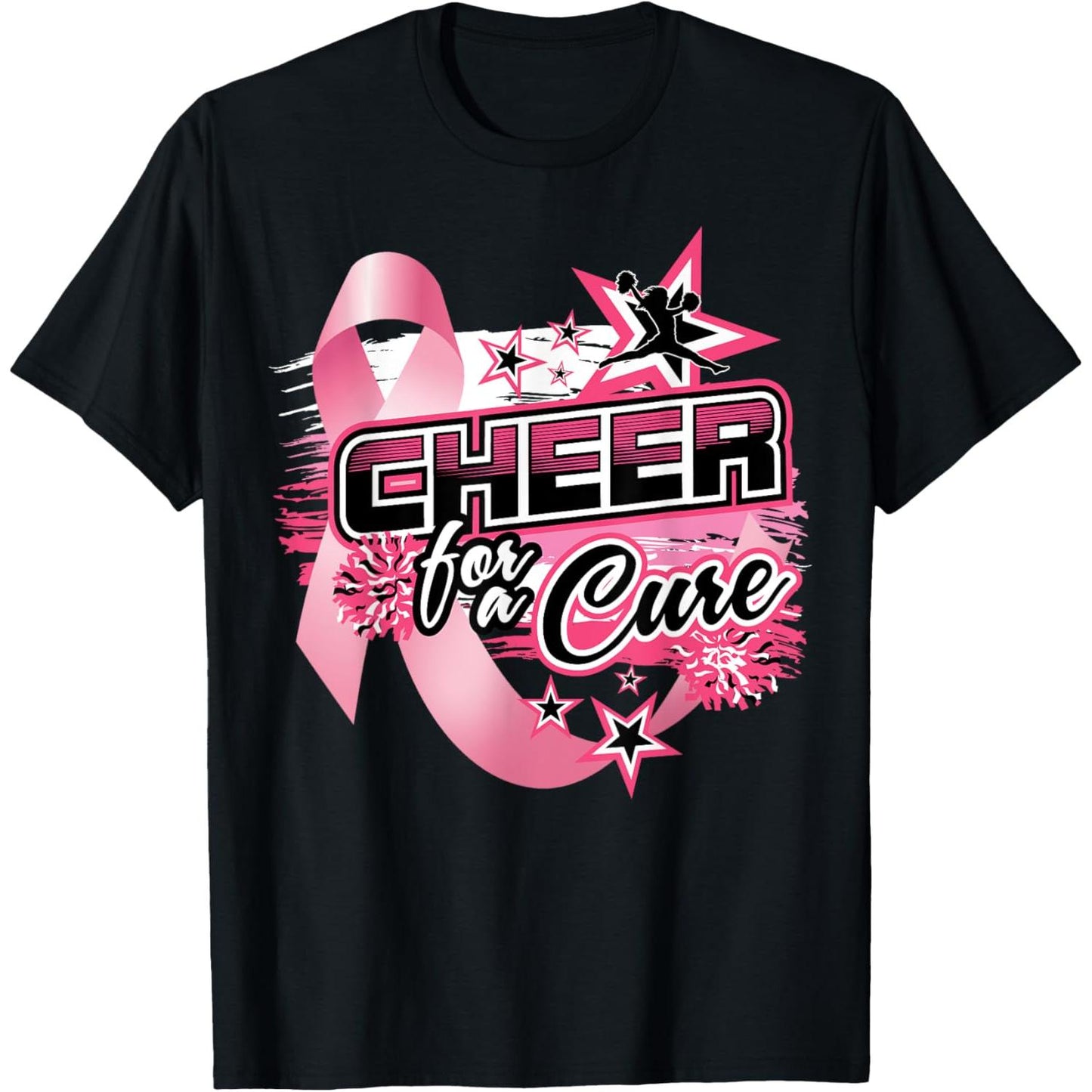 Support Breast Cancer Awareness with Pink Ribbon Cheerleader T-Shirt
