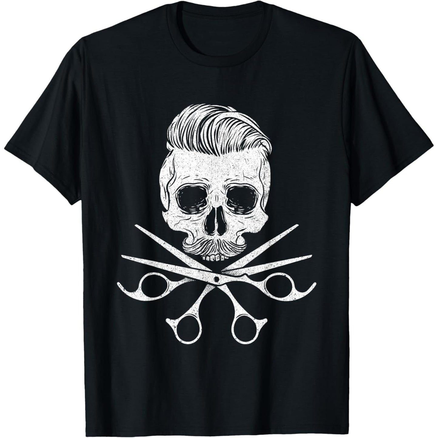 Skull Hairstylist Scissors Hairdresser Hair Salon Barber TShirt
