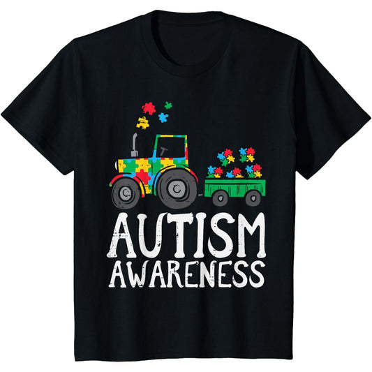 Kids Tractor Autism Awareness Farmer Truck Toddler Boys T Shirt
