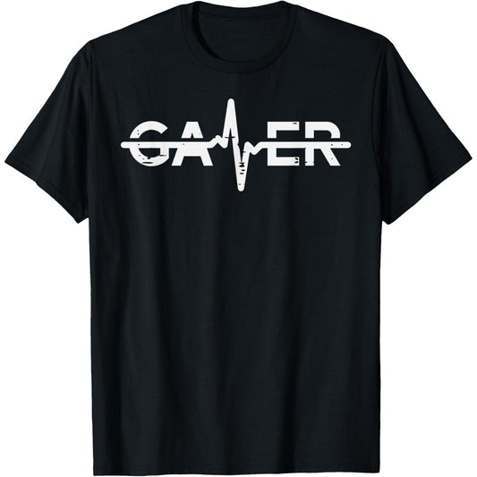 Humorous Gaming Heartbeat T-Shirt for Men Boys Kids Teens Youth