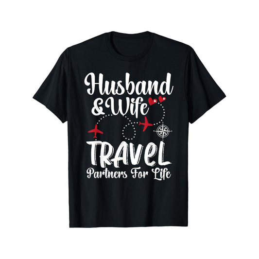 Couple Travel Partner TShirt for Men and Women Casual Cotton Short Sleeve Round Neck Digital Print Unisex Top