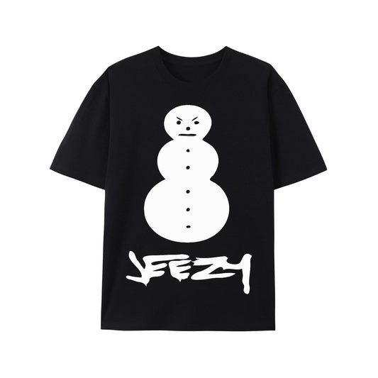 Young Jeezy Snowman Graphic T Shirt with Applique Detail and Geometric Pattern for Casual Hip Hop Style and Daily Wear