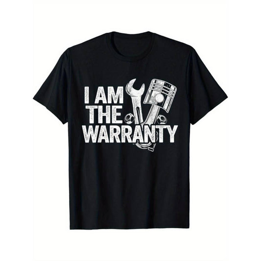 Men's Cotton Crew Neck T-Shirt Casual Short Sleeve Pullover Featuring I Am The Warranty Print All Season Knit Fabric Tee for Weekend Casual Outing