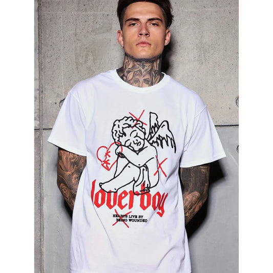 Men's Printed Round Neck Cotton T-Shirt Soft Breathable MoistureWicking Fun Fashion