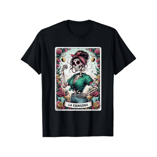 Funny Mexican Skeleton Tarot T-Shirt for Men Stylish Comfortable Versatile Athletic Crew Neck