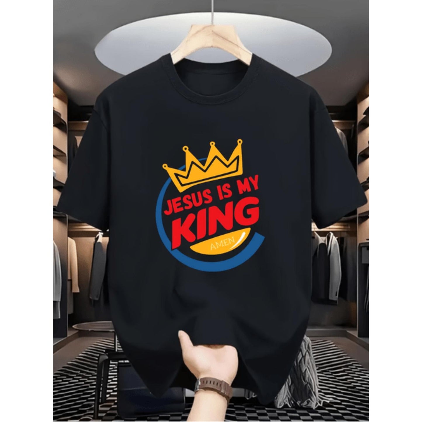 Summer Mens Cotton T Shirt Featuring King Letter Style Print Perfect for Outdoor Fashion