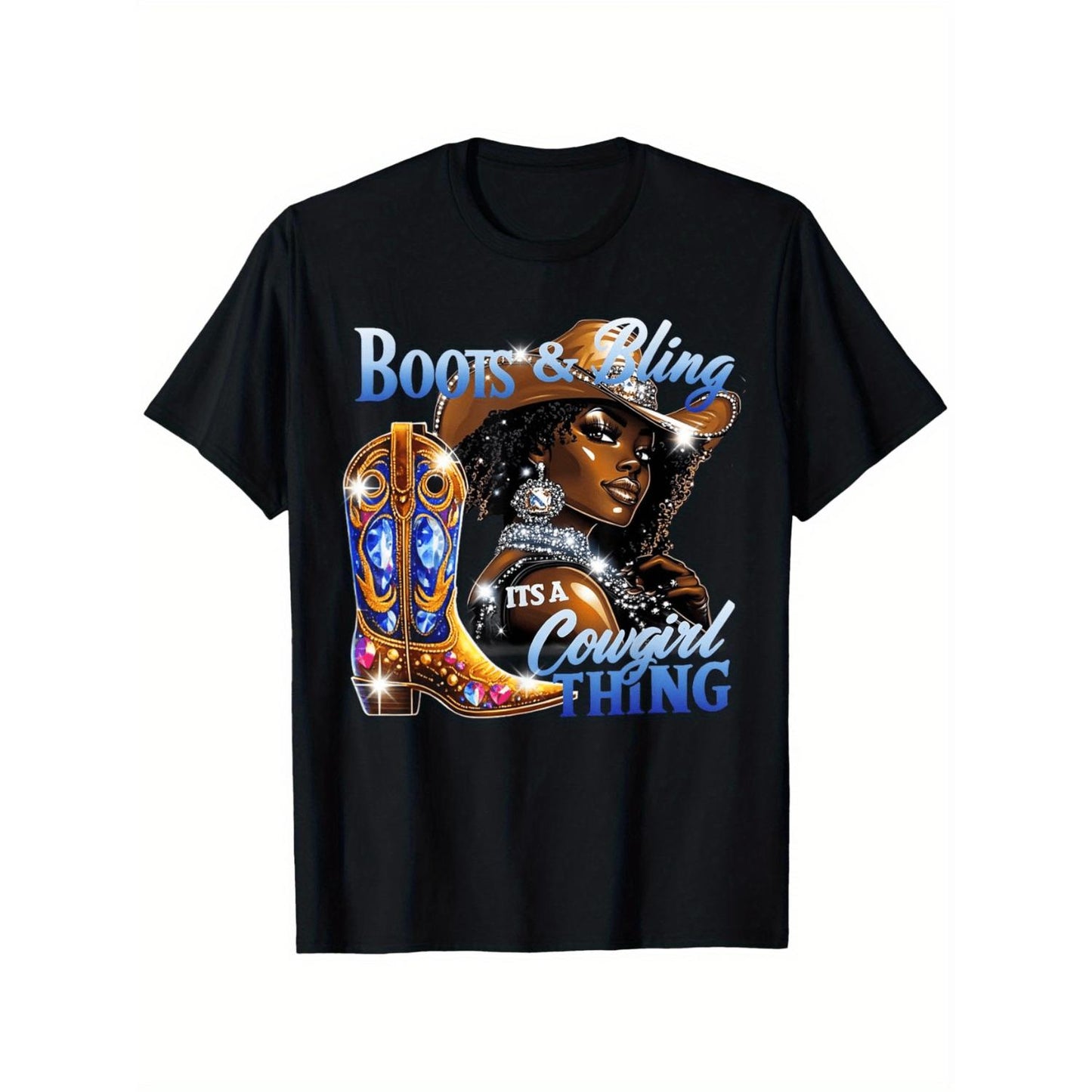 Bling Boots Its a Cowgirl Thing Black Melanin T Shirt 100 Cotton Breathable Crew Neck Suitable Gift for Men and Women