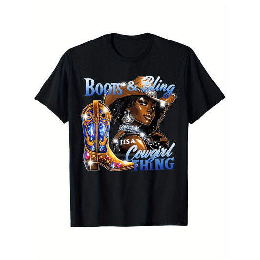 Bling Boots Its a Cowgirl Thing Black Melanin T Shirt 100 Cotton Breathable Crew Neck Suitable Gift for Men and Women