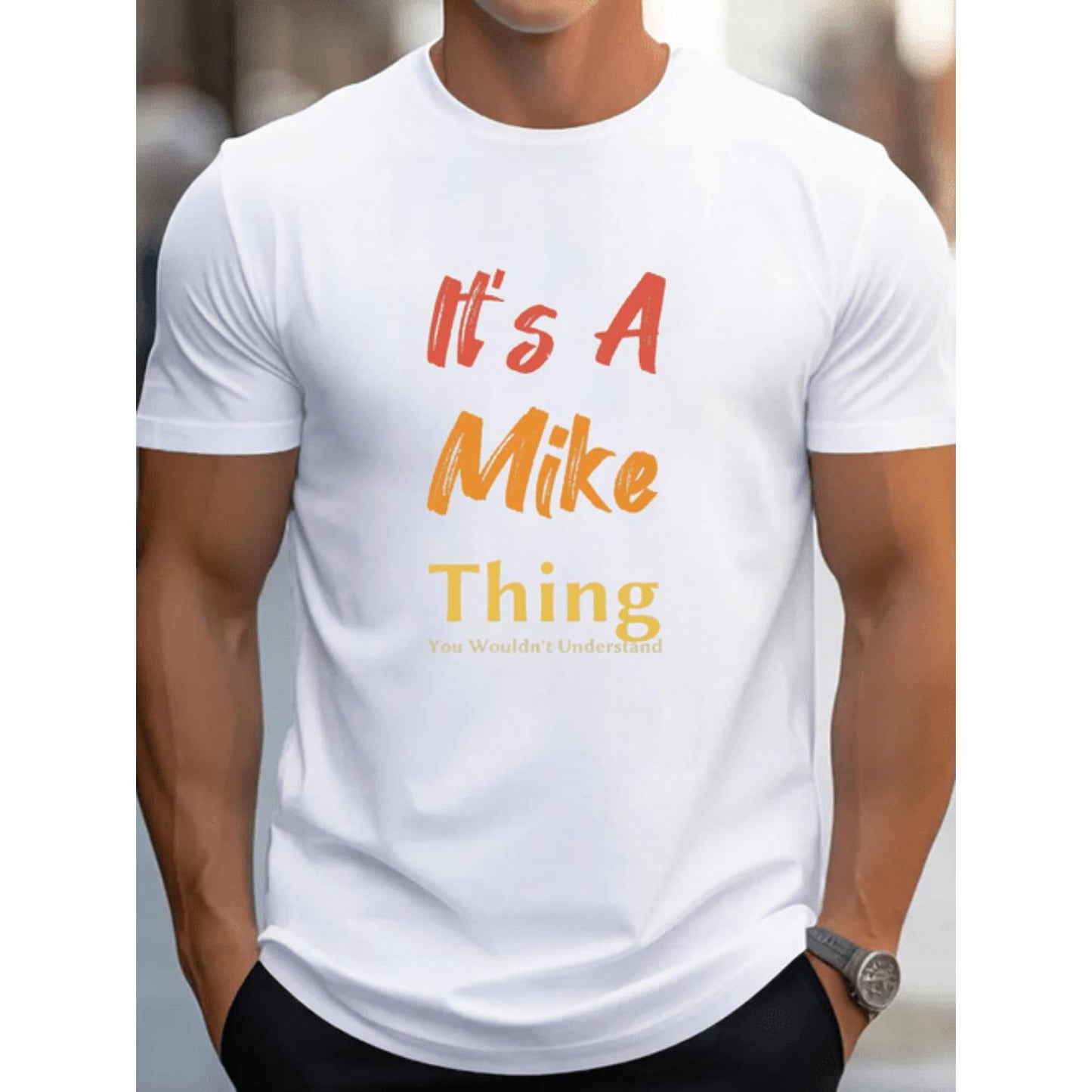 Casual Men's Fit Short Sleeve T-Shirts with Its a Thing Print for Daily Wear in White