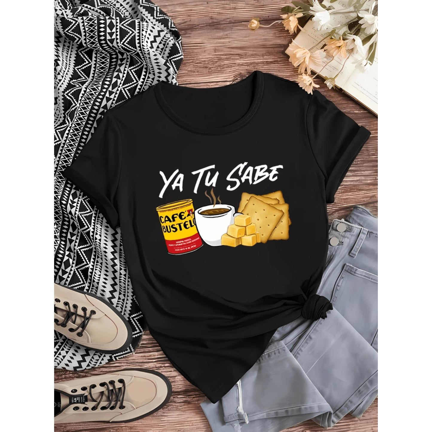 Stylish Letter Pattern Short Sleeve TShirt Soft Round Neck Casual Sports Top for Women