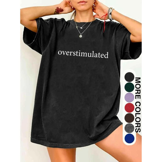 Unisex Graphic TShirt Casual Letter Print Drop Shoulder Half Sleeve Round Neck Top for Daily Wear Women Streetwear and Goth Style