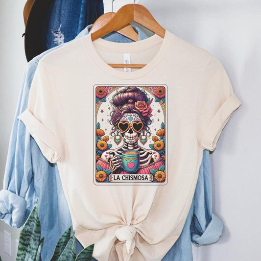 304 La Chismosa Tarot Card Design Comfortable Unisex Crew Neck Tee