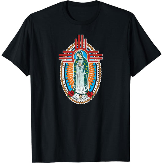 Blessed Virgin Mary T Shirt Featuring Our Lady of Guadalupe La Virgen Religious Catholic Apparel