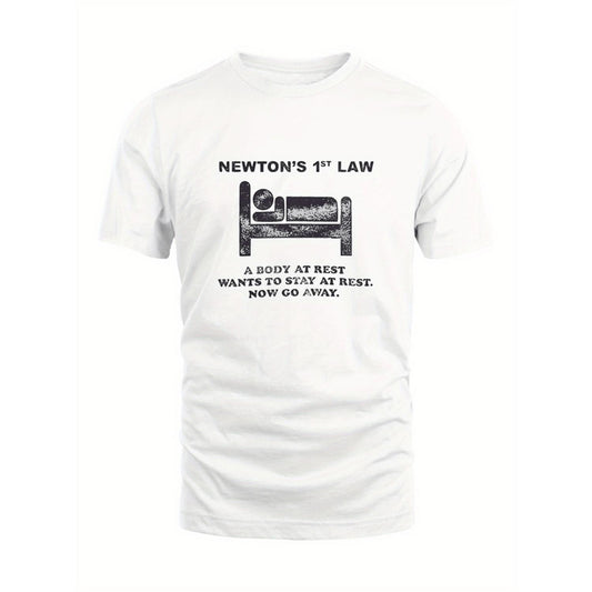Newton's First Law T Shirt Casual Summer Graphic Print Relaxed Fit Soft Fabric