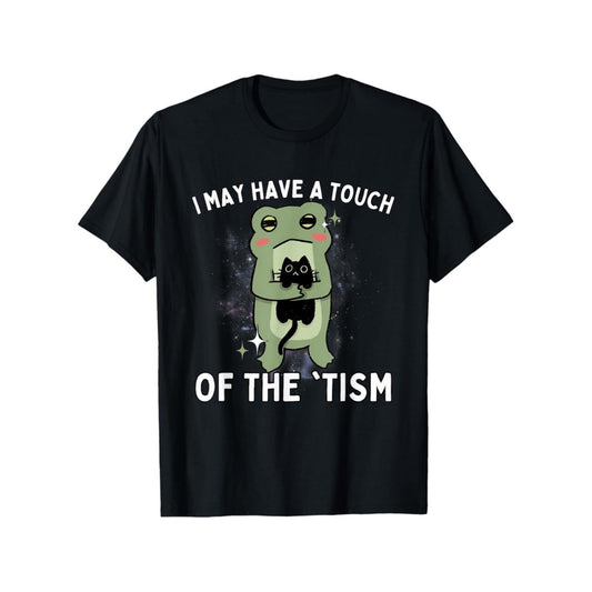 Mens Tism Touch Frog Graphic Cotton Crew Neck Summer TShirt Playful Cartoon Design Slightly Elastic Comfort Fit Machine Washable Casual Top