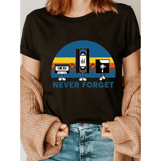 Stylish Letter Print TShirt for Women Casual Crew Neck Short Sleeve Top with Geometric Patterns Ideal for Spring and Summer